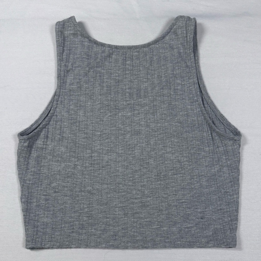 Gray Ribbed Crop Top - Picture 6 of 7
